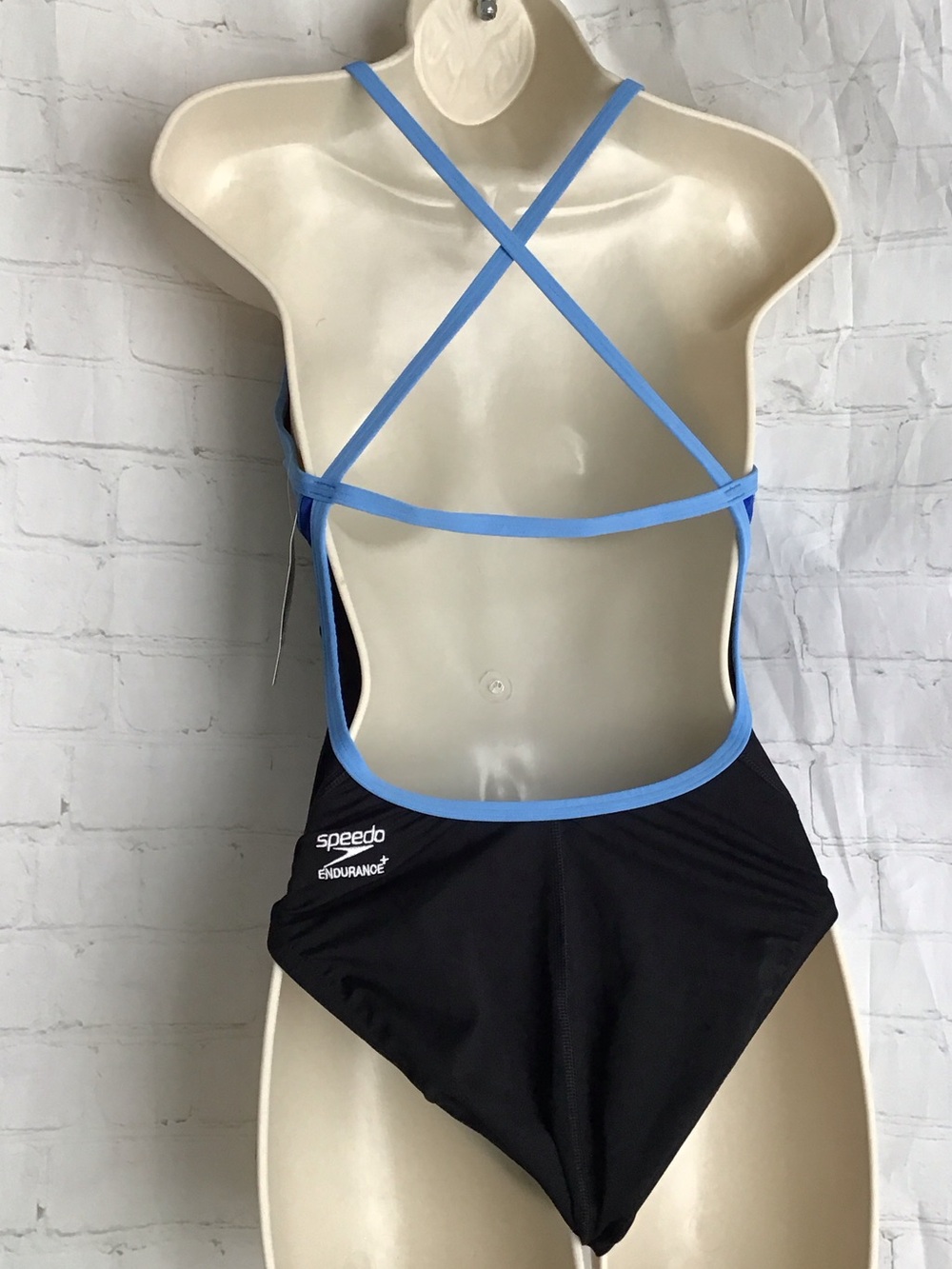 Speedo Black with Light & Royal Blue Trim One-Piece Swimsuit. 8191409 launch spl - Picture 7 of 8